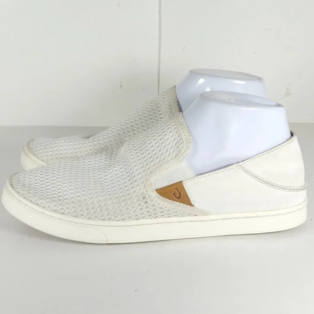 Olukai Women's Pehuea US9 White Flat Slip On Loafer Sneakers Shoes